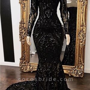 Elegant Black Sequin Evening Gown